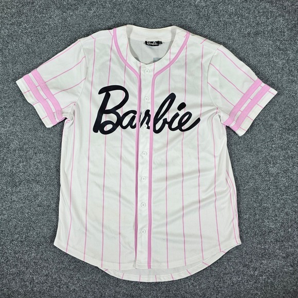 Barbie Tops - Barbie Official Baseball Jersey Shirt White Pink Number 58 Women's Size Large